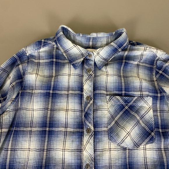 Sonoma Goods For Life Flannel Shirt Women's Plus 1X Blue White Plaid Button Down - Picture 2 of 11